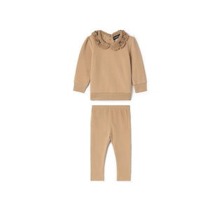 Space Grey - Girls 2 PC Sweater Set With Collar