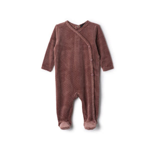 Seal -  Twilight Mauve Dotted Velour Baby FOOTIE