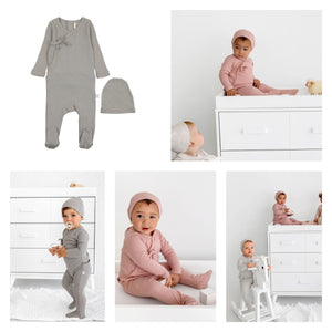 Pouf Faux Wrap Footie & Beanie Set