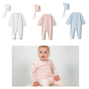 Fragile - Baby VELOUR Footie Set With Scallop Detail