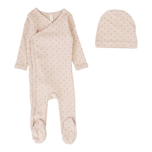 Lillette Dusty Pink Diamond Dot Footie Set