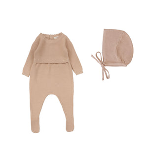 Lil Leg Dusty Pink Knit Footie & Bonnet Set