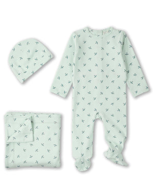 Minimoi Aviation Footie, Beanie & Blanket 3 Pc Set