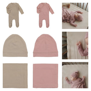 NEW Lillette Brushed Cotton Wrapover Footie & Beanie Set