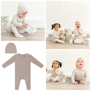 Lux Dot Ribbed Baby Footie & Hat no