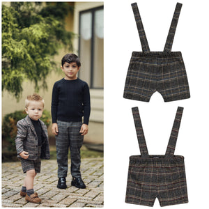 Space Grey PLAID Baby OVERALLS