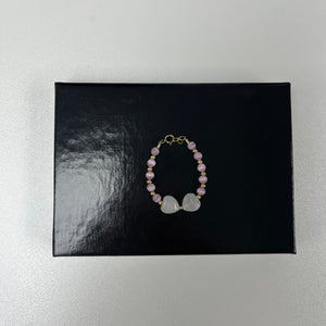 Little Jewel  Swarovski Soft Pink Bow Bracelet With Cat Eye Beads