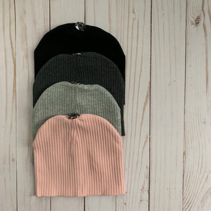 Ribbed Beanie With Snap